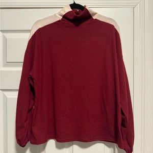 Glam Maroon Top with Cream Sleeves - Small